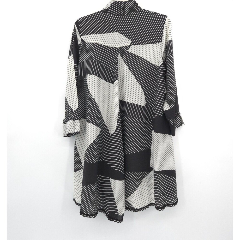 John Mark wire collar button up shirt dress Size S A-line geometric Artsy - Picture 8 of 9